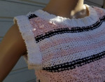 Melody Brooke Ribbed Knitted Glossy Pink, White & Black Vest XS