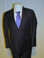 Hickey Freeman Loro Piana 150 Solid Navy Blue Custom Two Button Suit 40S