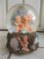 3 Wind-up Music Box Snow Globes Pink Child, Disney Mouse Ocean Dolphin
