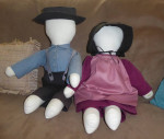 Amish Dolls ~ 2 ~ faceless ~ Bonnet & Hat ~ cloth ~ handmade ~ 20"