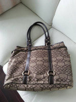 Authentic Lancel canvas shoulder bag